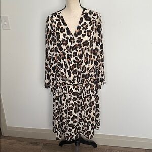 NEW Penningtons Animal Print Dress 3X MIDI Belted
